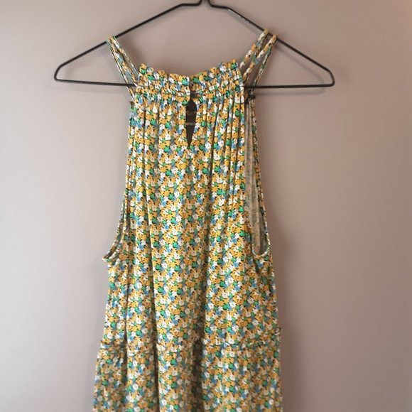 LOFT Green White Yellow Floral Flowy Boho Halter Cami Tank Top, New! Small - Picture 8 of 13